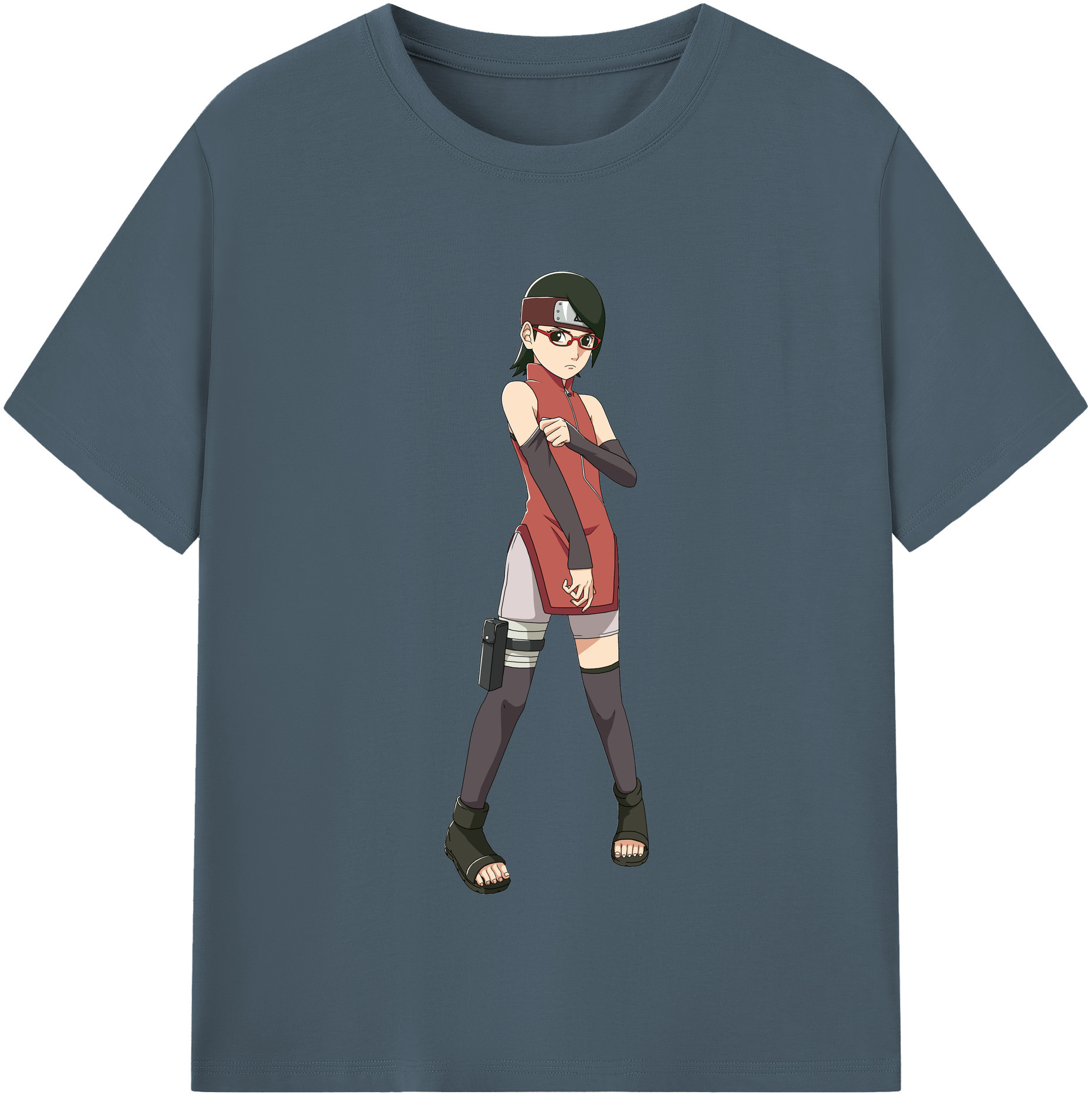 （画像用） NARUTO -ナルト- うちは サラダ Uchiha Sarada 綿100％半袖Tシャツ（フロントプリント）